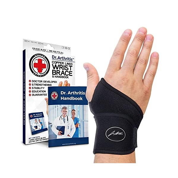 Doctor Developed Wrist supports/Wrist brace - Relief for carpal tunnel, wrist injuries, wrist support for arthritis, hand support, hand & wrist braces, wrist strap and Doctor Handbook (Single)