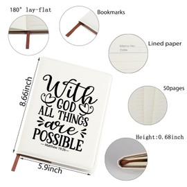 Religious Gifts Inspirational Christian Leather Notebook Encouragement Quote Gift With God All Thing are Possible Faith Journey Notebook (With God All Things are Possible Notebook)