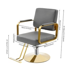Barber Salon Chair, 360° Swivel, Stainless Steel, 440lbs Load
