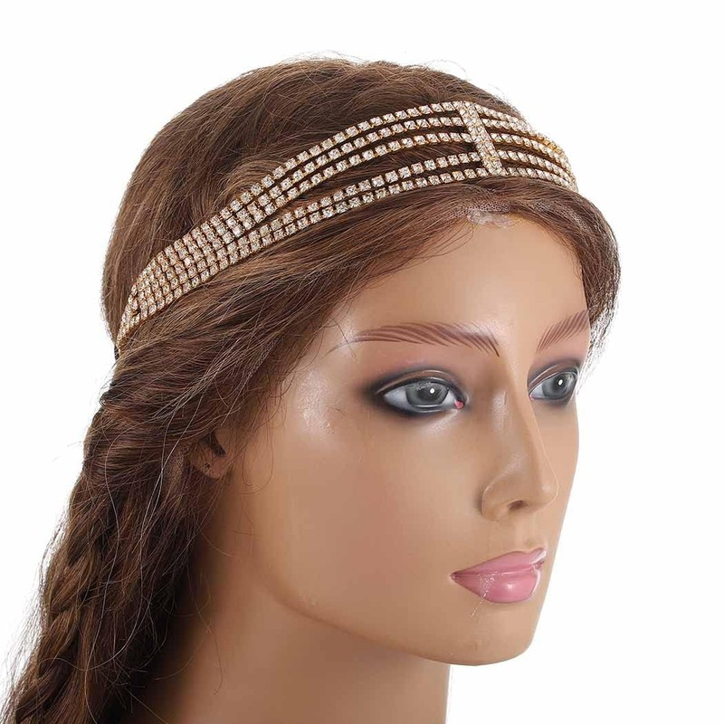 Aularso Cadena para el pelo con diamantes de imitación en