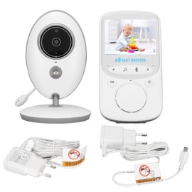 LCD Video Baby Monitor Portable Security Nanny Camera Infrared Night Vision 2 Way Audio Talk 8 Lullabies 100‑240V EU Plug 100‑240V
