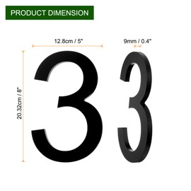 sourcing map 8 Inch Modern House Number, Acrylic Floating House Number for Outside Address Sign for House with Nail Kit for Mailbox Yard Home Front Door (Number 3, Matte Black)