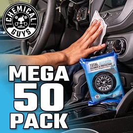 Chemical Guys Chemical Guys PMWSPI22050 Total Interior Cleaner & Protectant Wipes Mega 50 Pack, Safe for Cars, Trucks, SUVs, Jeeps, Motorcycles, RVs & More ( 50 Ct)