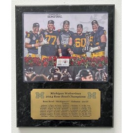 Michigan Wolverines 2024 Rose Bowl Champions 8x10 Photo Plaque with an engraved nameplate - optional plaque color (Black Marble)