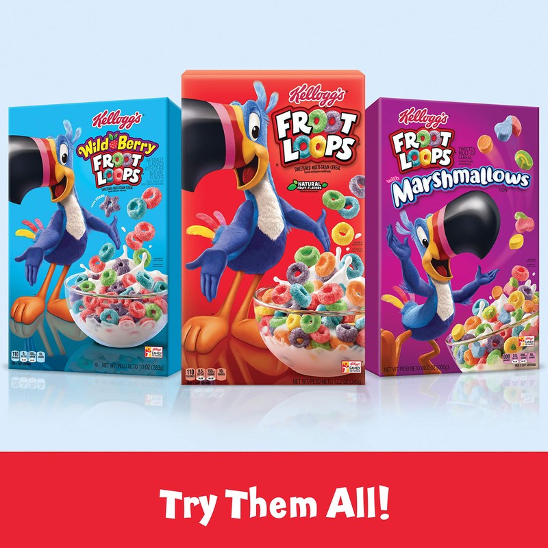 Kellogg’s Froot Loops, Breakfast Cereal in a Cup, Low Fat,