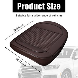 Ziciner Car Seat Bottom Cover Pad, 24.4"×21.7" Leather Vehicle Seat Protector Mat with Pocket, Auto Front Seat Button Cushion Pad, Universal Interior Decor Car Accessories (Coffee)