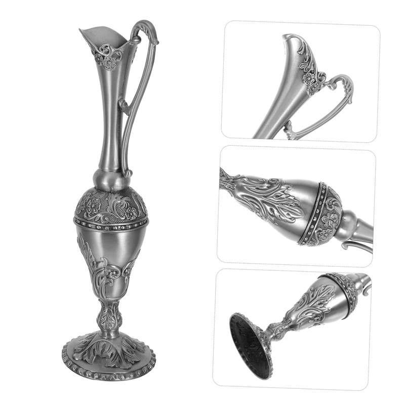Mobestech Deluxe Silver Plated Decorative Bottle with Artistic Patterns Elegant