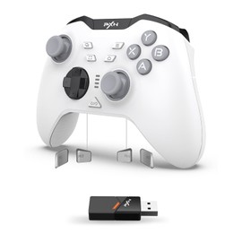 PXN P5 Wireless PC Switch Controller 2025 - Hall Joystick, 4-Makros, 3-Modi(2.4G/BT/SW), Hall Trigger, Vibration, 1000mAh, APP, FN, POM- Gaming Controller für PC, Switch, Android, iOS (Weiß)