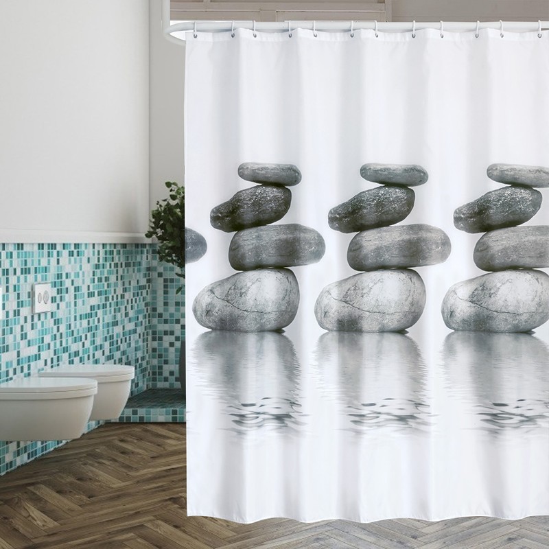 Gray Stone Shower Curtain Waterproof Mildew Proof Bath Curtain with