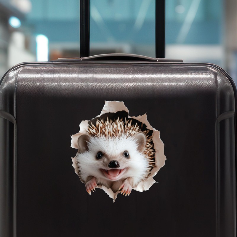 Smiling Hedgehog Wall Decal for Wall, Laptop, Multi-Surface - 3D