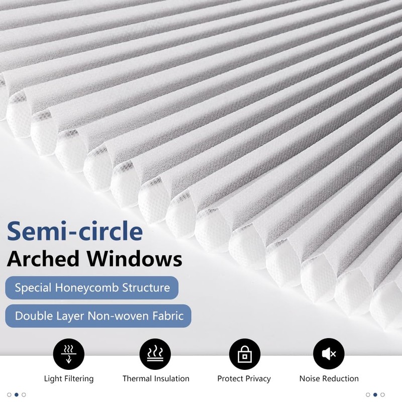 OUDUCK Arch Window Shades Light Filtering Half Circle Cellular Shades,