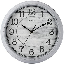 HYLANDA Reloj de Pared Decorativo Retro y Vintage de 12 Pulgadas, silencioso, Funciona con Pilas, sin tictac, con números Grandes, fácil de Leer para el hogar, baño, Oficina (Gris)