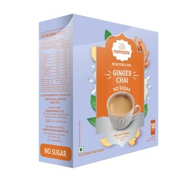 Namaste Chai Instant Ginger Tea Premix Without Sugar | Instant Chai Premix | Unsweetened No Sugar Ginger Tea Powder | 11g x 10 Sachets