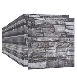 Sodeno 3D Wall Panels 29 sq.feet Coverage Peel and Stick Foam 3D Brick Wallpaper Peel and Stick Black Faux Stone Wall Panel Self-Adhesive Wallpaper (20PCS Black rock)