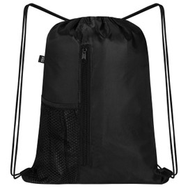 Drawstring Bag Waterproof Sports Gym Shoe Bags with 3 Pockets Lightweight School Backpack Football Beach Swimming Rucksack Outdoor Party for Men and Women