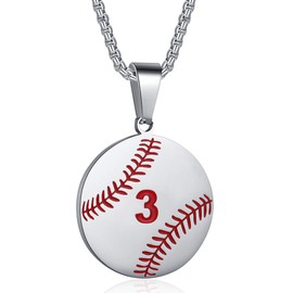 Rehoboth Baseball players Jersey Number 3 Cross Pendant Necklace for Women Men 24 Inch Stainless Steel Chain