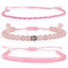 QOGIR Daughter Love You Forever Bracelets,Natural Rose Quartz Adjustable String