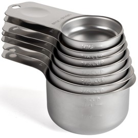Stainless Steel Measuring Cups Set of 7 Stackable Heavy Duty Measuring Cups for Dry and Liquid Ingredients