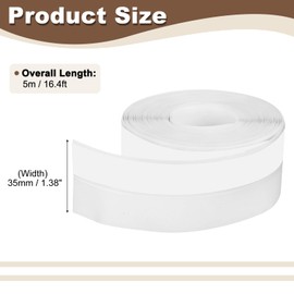 uxcell 16.4 Feet Weather Stripping, Adhesive Seal Strip Door Draft Stopper Bottom Seal Tape for Door Window Gap Winter Insulation (35mm, White)
