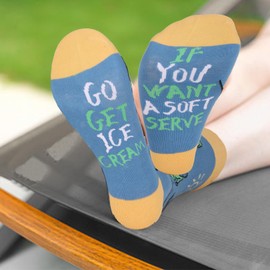 Novelty Volleyball Socks Crew Socks,Volleyball Lover Gift If You Want A Soft Serve Go Get Ice Cream Socks for Volleyball Player