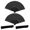 CBMZHF Black Silk Fabric Hand Fans, Chinese Fan, Folding Hand