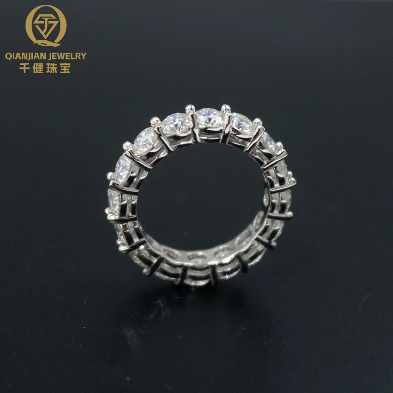US Warehouse In-stock 925 Silver Tennis Moissanite Ring 4mm Width