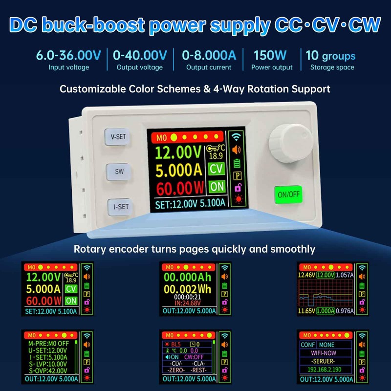 DC Adjustable Buck Boost Converter Voltage Regulator DC6-36V 150W 8A