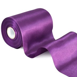 TONIFUL 4 Inch x 22 Yards Wide Purple Satin Ribbon Solid Fabric Large Ribbon for Cutting Ceremony Kit Grand Opening Chair Sash Table Hair Car Bows Sewing Craft Gift Wrapping Wedding Party Decoration