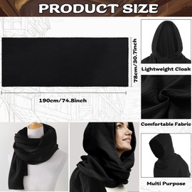 Generic 9Pcs Medieval Knight Leather Belt Shawl Men Renaissance Set Shoulder Cape Scarf Buckle Bracers Retro Sword Gloves, Black