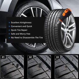 Pakeed 70pcs Tire Repair Rubber Nail Kit Vacuum Tire Screw Plugs Emergency Quick Tool Screw in Tire Plugs Self-Service Tire Plugs Screw Type for Car, Motorcycle, Truck, Tractor Tire Puncture Repair
