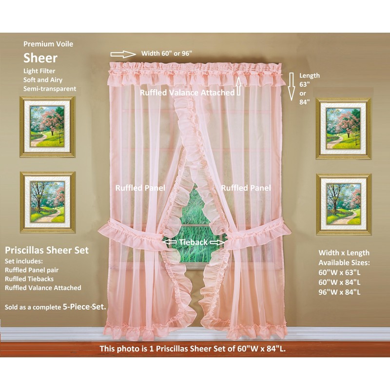 Today's Curtain, Emelia Priscilla Sheer Pair 60" W x 63"