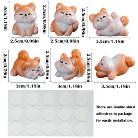 Juego de 6 mini cifras de resina Shiba Inu para perro, lindas decoraciones de salpicadero de coche, divertidas decoraciones de espejo retrovisor de coche, accesorios interiores de automóvil, adornos
