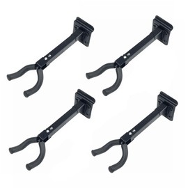 4 Pcs Guitar Hanger Wall Mount Hooks Holders with Slat Adapter 180° Adjustable Black Hook Stand for Acoustic Electric Bass (28cm Long)