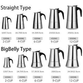 DITOSH 2 Cup 100 ML 3.3 oz Stovetop Espresso Maker Stainless Steel Moka Pot Espresso Maker Percolator Italian Coffee Maker Capable Moka Coffee Machine Cafe Percolator Maker for Home Camping