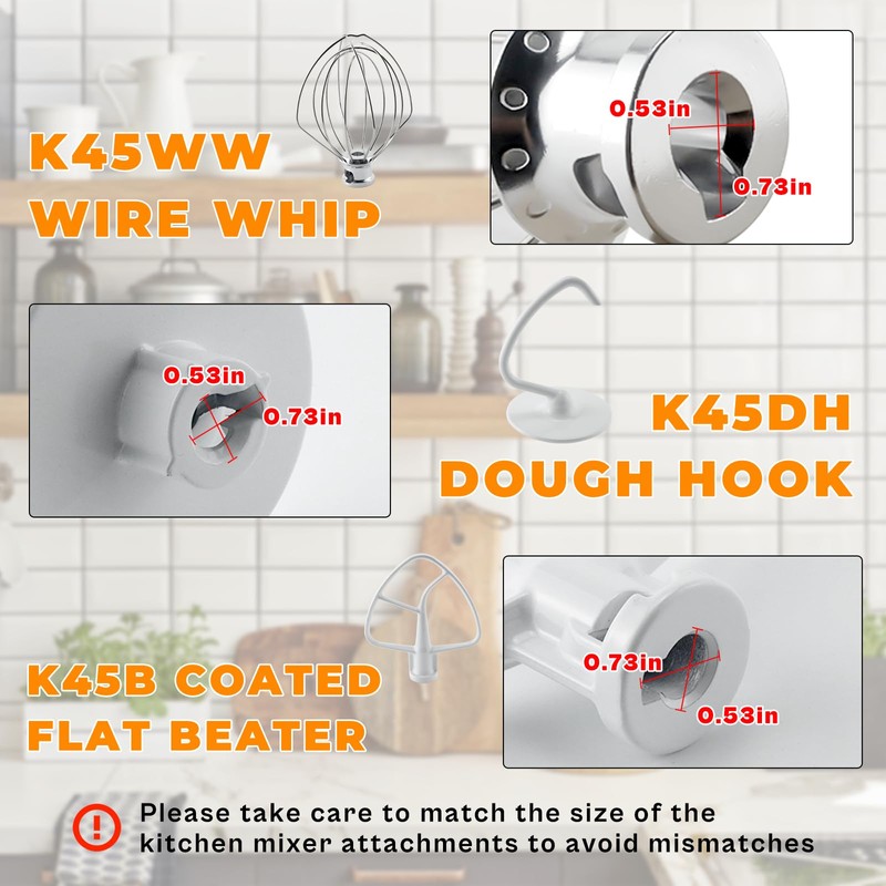Stand Mixer Attachments 3-Piece Kit -Replace for Kitche.n aid Accessories