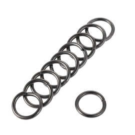 uxcell 0.39"(10mm) Metal O Rings 1.6mm Thick Non-Welded Ring for Straps Bags Decoration Hardware DIY Black 20pcs