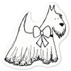 Azeeda 4 x 'Scottie Dog with Bow' White Premium Vinyl