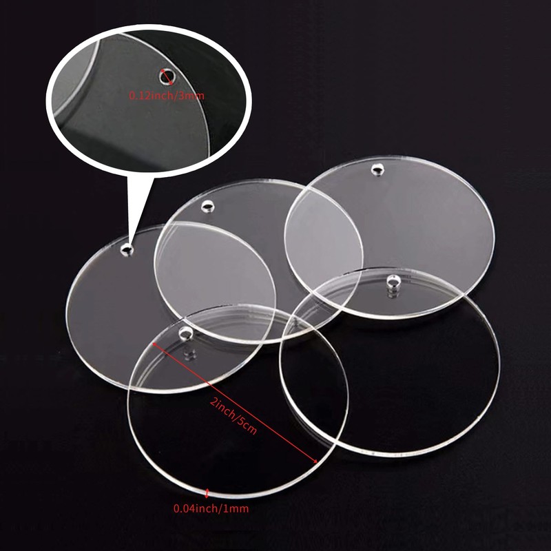 Yucenora 20 PCS 2 Inch Round Acrylic Blanks Ornament, Clear