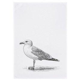 WESTCRAFT Maritime Tea Towels, Funny Sayings / Kitchen Towel - Dish Towel Vintage Kitchen Decoration Made of 100% Cotton 50 x 70 cm (Seagull White)