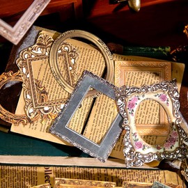 Obujopal 30Pcs Vintage Scrapbook Paper Photo Frame for Scrapbooking Junk Journal Collage Diary Embellishment DIY Photo Album DIY Craft Decoration, 10 Patterns (YSDC4)