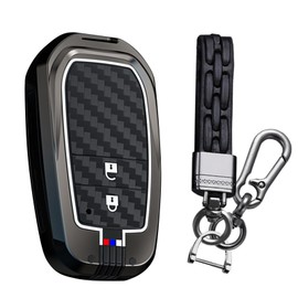 Ysbxitu Schlüsselhülle für Toyota Zubehör Passt für Toyota Yaris Cross Hybrid Corolla RAV4 Prius Camry Auris Fortuner Highlander 2020-2025 Kohlefaser Textur Silikon-Schlüsselanhänger