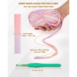 Katech 130 Yards Tshirt Crochet Yarn for Crocheting, 400g Spaghetti Yarn Fabric Cloth Yarn for DIY Knitting Handmade Basket Cushion Decor, Easy Yarn for Beginners (Pink-Purple)