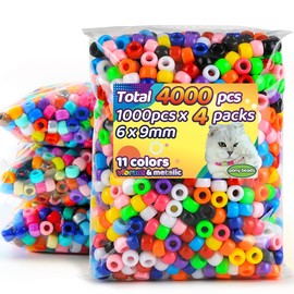 IOOLEEM 4000pcs Pony Beads, 11 Colors, Bulk Beads for Crafts, DIY, Bracelets Making