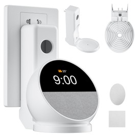 AFGHOA AFGHOA Wall Mount Stand for Echo Spot 2024, Outlet Hanger Stand with Built-in Cable Management, Hide Messy Wires Wall Holder, Space Saving Stand for Echo Spot Kids,No Screws and Drill Needed,White