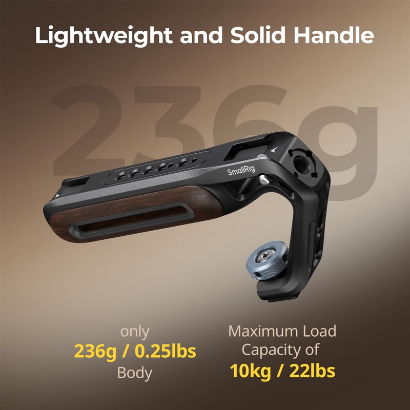 SmallRig Wooden Top Handle with NATO Clamp & NATO Rail,