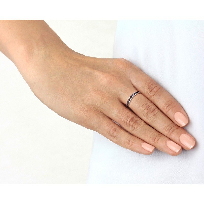 Tuscany Silver Women's Sterling Silver 2 mm Red Crystal Eternity