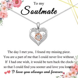 Shuxin Soulmate Gifts for Her, Heart Pendant Necklace for Women Girlfriend Wife, Romantic Jewellery Presents Christmas Birthday Anniversary Valentines Gifts for Her