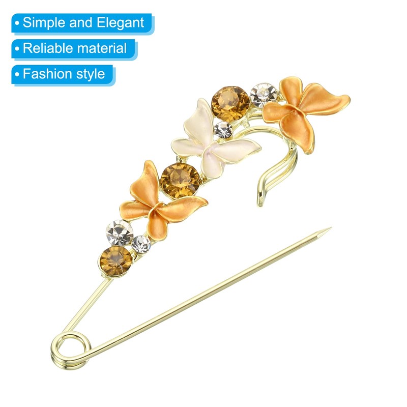 PATIKIL Butterfly Crystal Safety Decorative Pin Brooch Clip Clasp Pin,