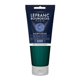 Lefranc Bourgeois 300465 Fine Acrylic Paint - Phthalocyanine Green, 200 ml Tube, Creamy Acrylic Paint, Water-based, Quick Drying, Lightfast, Waterproof