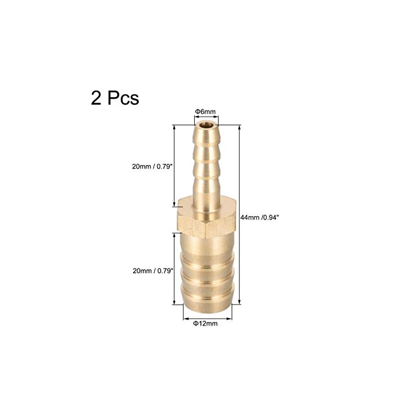 sourcing map Brass Reducer Barb Hose Connector Adapter 12 mm